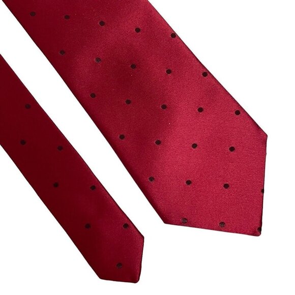 Lanvin Paris Champagne‎ Mumm Designer Silk Necktie Red Brown Dots - Picture 2 of 5